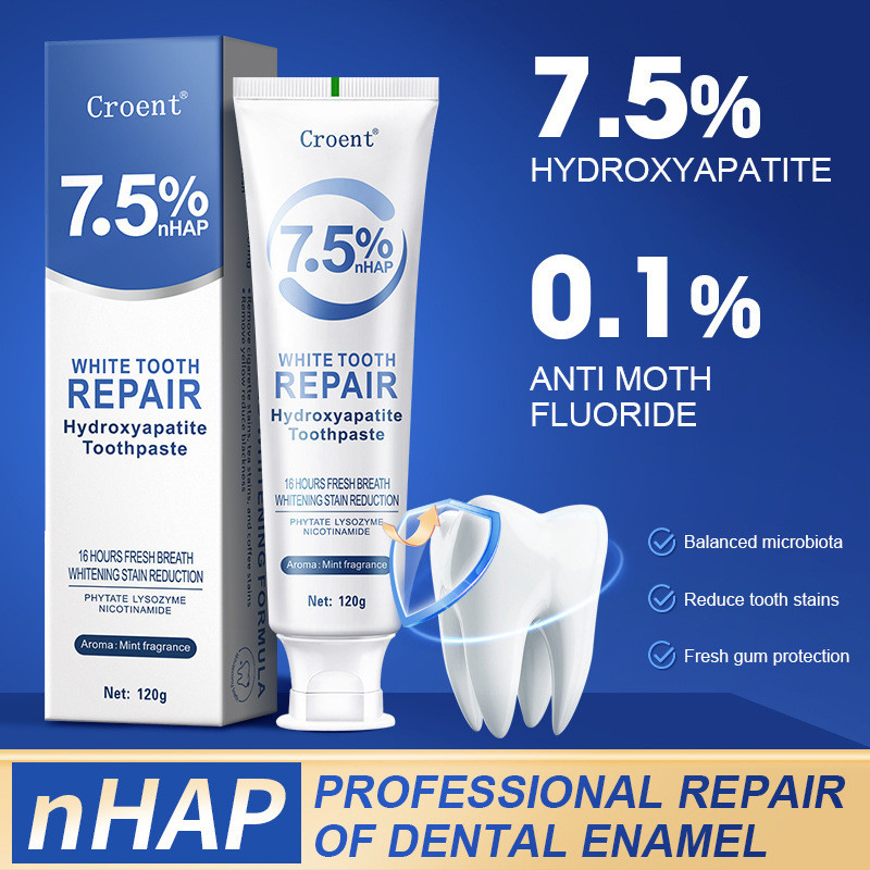 7.5% Nano Hydroxygen Apatit Kem Đánh Răng Làm Trắng Da Sửa Chữa Răng Glaze Mothproof 120g Nano Hydro