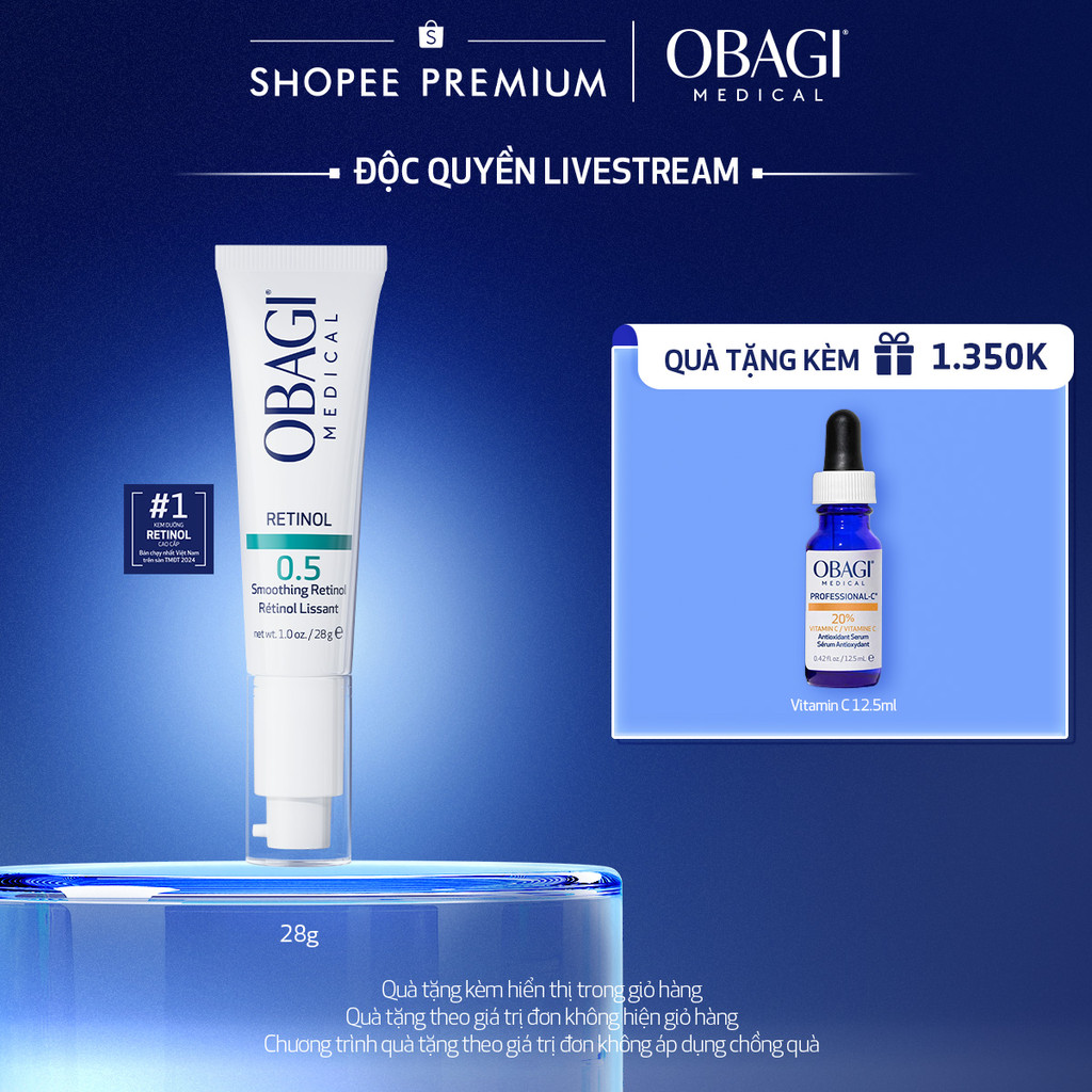 [Voucher SVIP 20%] Kem Dưỡng Làm Mờ Nếp Nhăn & Làm Đều Màu Da Obagi Retinol 0.5 (28g)