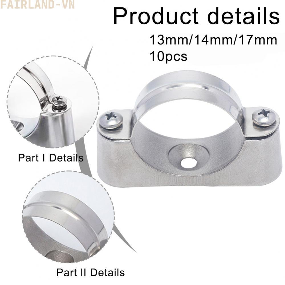 [FAIRLAND]Pipe Clamp Bracket 304 Stainless Steel 10 Pieces with Stable Aluminum Alloy Base