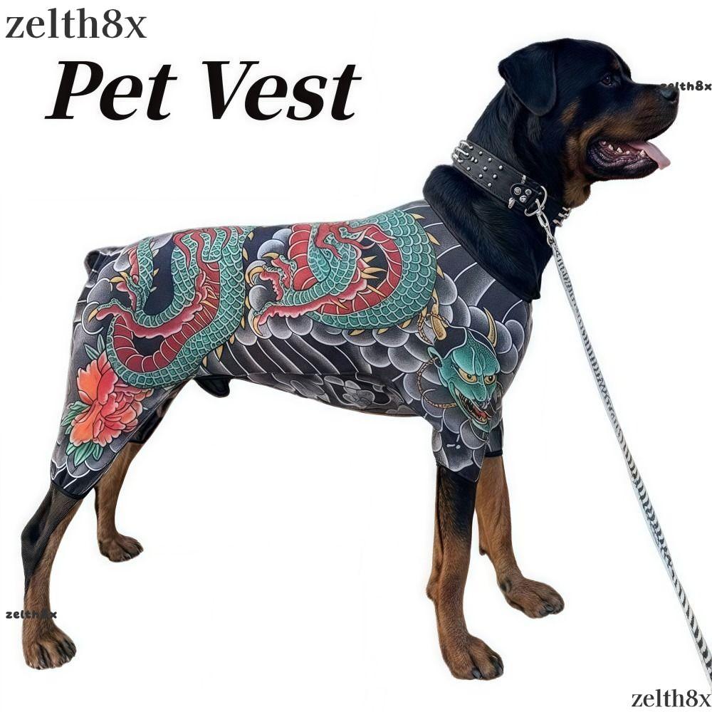 ZELLH Dog Cat Tattoo Jacket, Áo Vest hình xăm thú cưng vui nhộn bốn mùa, Sáng tạo mát mẻ Quần áo thú