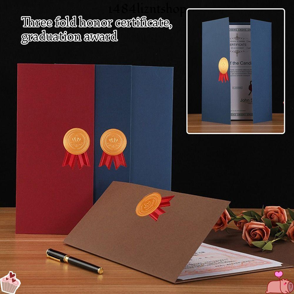 SWEETOME Diploma Cover, Paper Envelope A4 Award Giấy chứng nhận, Quy trình mạ vàng trang ba lần Thư 