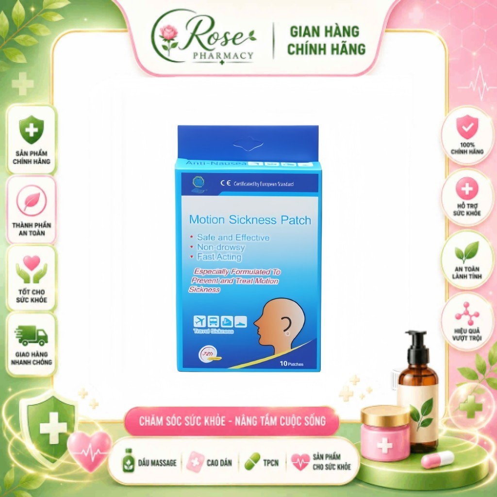 [COMBO 5 HỘP] HỘP 10 MIẾNG - Miếng Dán Say Tàu Xe KONGDY Motion Sickness Patch – Giảm Say Xe Hiệu Qu
