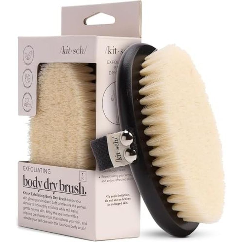 Kitsch Dry Brushing Body Brush for Lymphatic Drainage- Soft Bristles Shower Brush - Dry Brush to Rem
