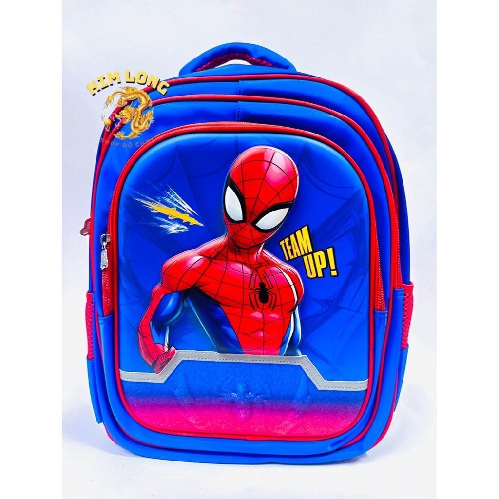Hình [Có sẵn]  Balo Cặp đi học cho bé trai cấp 1 tiểu học Lớp 1 2 3 4 5 hình siêu nhân nhện Spiderma
