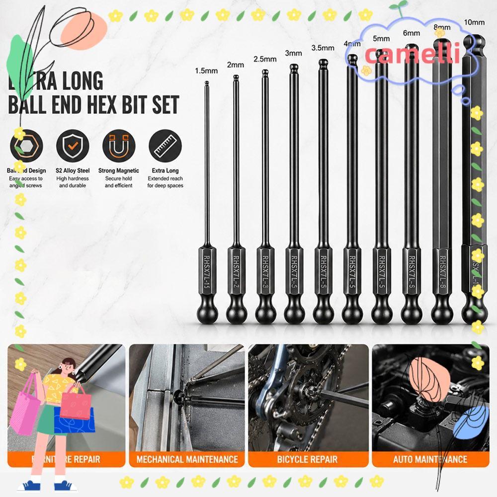 CAMELLI Ball End Hex Bit, Ball End Steel Hex Screwdriver Bit, Single End Chống mài mòn Mũi điều khiể