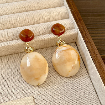 Pinkdudu Bông Tai Đá Tự Nhiên Vintage Dangles Nhẹ Sang Trọng Nhỏ Lô Trang Sức Cho Nữ PD2586
