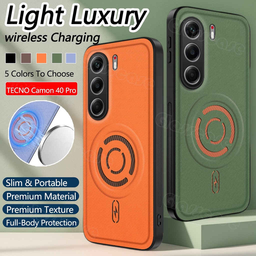 TECNO Camon 40 Pro Vỏ Cho TECNO Camon 40 Pro 40Pro Camon40 Camon40Pro Kết Cấu Vải Hút Từ Tính Da PU 