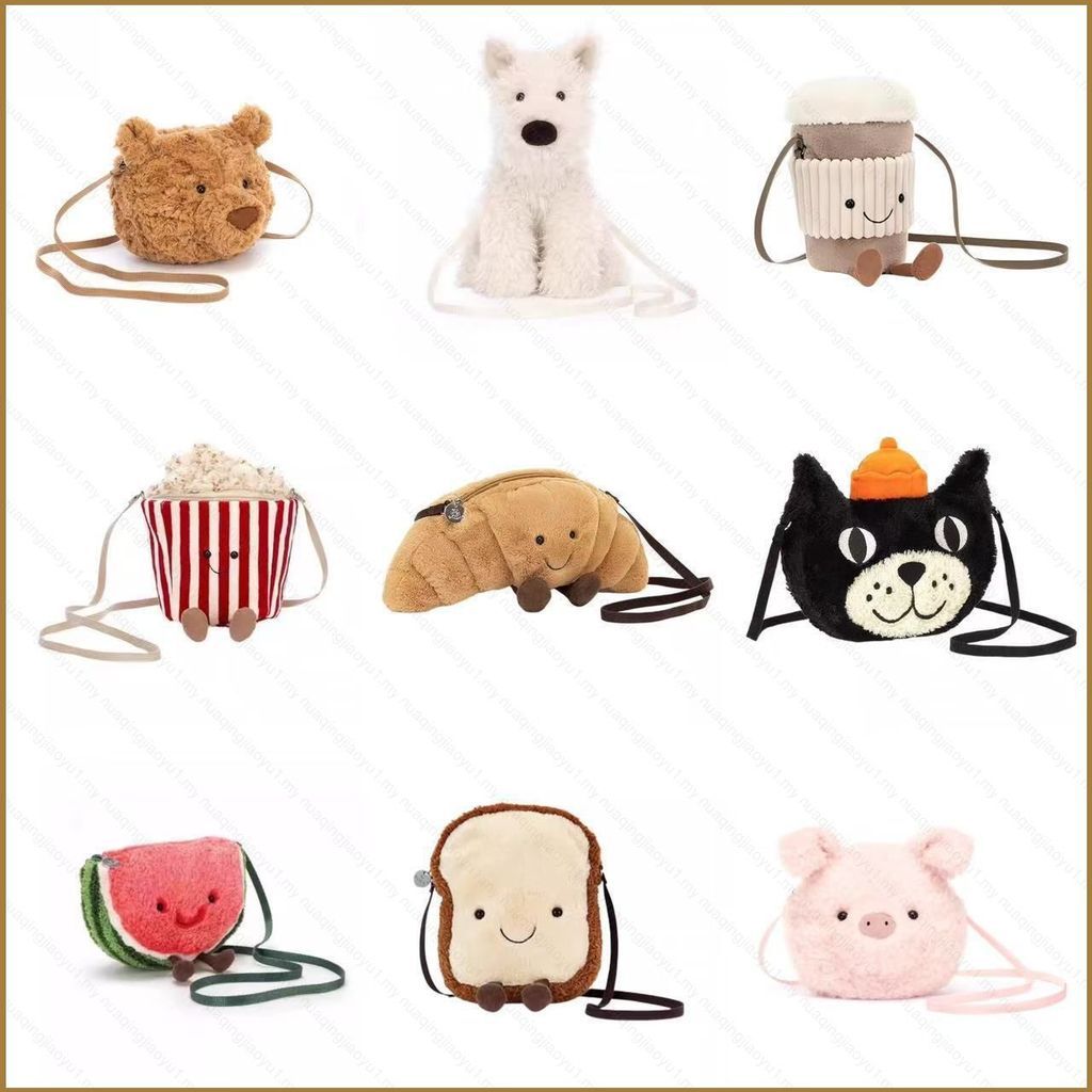 Ac4 HQ Jellycat Kỷ Niệm 25 Năm Jack Mèo Đen Dễ Thương Hình Croissant Sang Trọng Túi Đeo Ngang