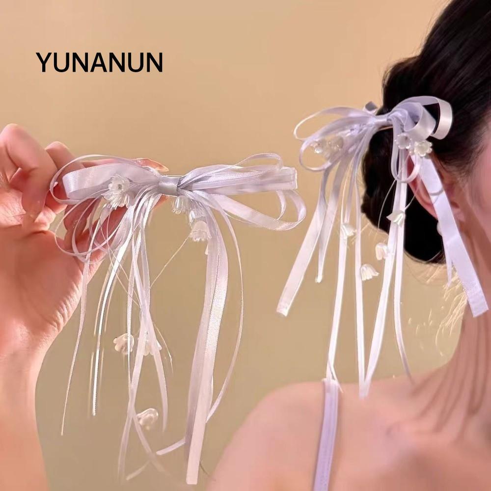 YUNAUN Lily of the Valley Kẹp Tóc, Ngọt Ngào Tươi Lily of the Valley Nơ Kẹp Tóc, Quà Tặng Phụ Kiện L