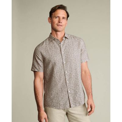 CHARLES TYRWHITT - Áo sơ mi nam cổ bẻ tay ngắn họa tiết lá_CSM0030-MCA