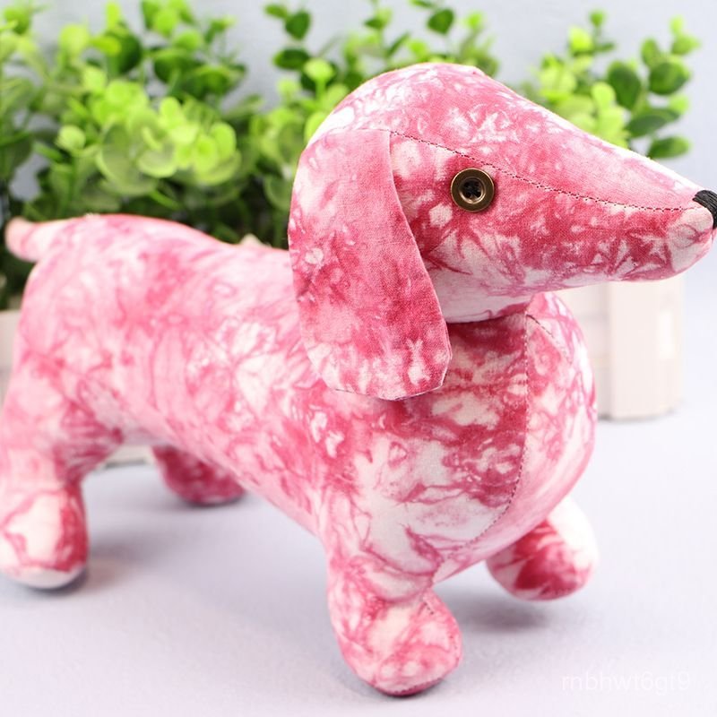 Tượng chú chó bằng vải cotton nhuộm thủ công Indigo độc đáo trang trí xinh xắn