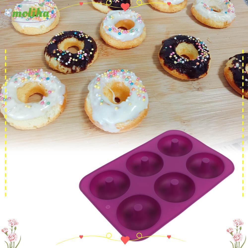 Khuôn Bánh Donut MOLIHA, Khuôn Bánh Donut Silicon 6 Khoang Chống Dính, Bền Dễ Dàng Tháo Lắp Linh Hoạ