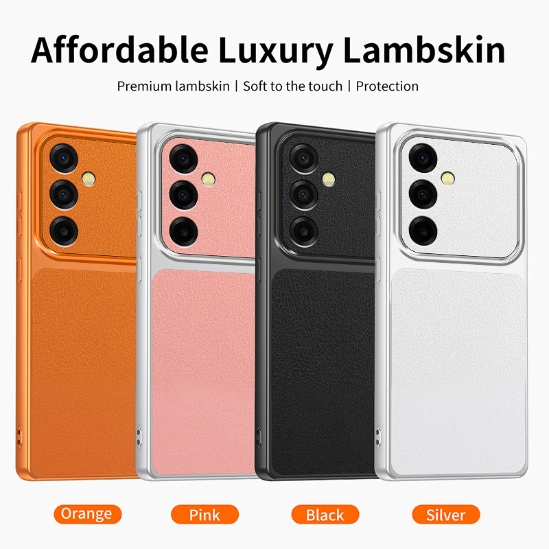 A37 Thời Trang Lychee Cam Hồng Bạc Trắng Đen Bảo Vệ Ống Kính Ốp lưng Samsung Galaxy A37 A 37 Ốp Lưng