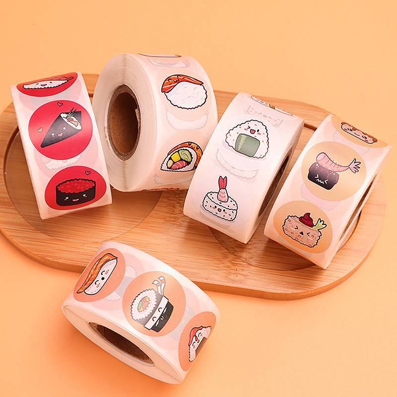 (COD) 1 Cuộn 2.5cm / 1inch Hoạt Hình Tròn Họa Tiết Sushi Stier Sinh Nhật Trang Trí Đám Cưới Stier Nư