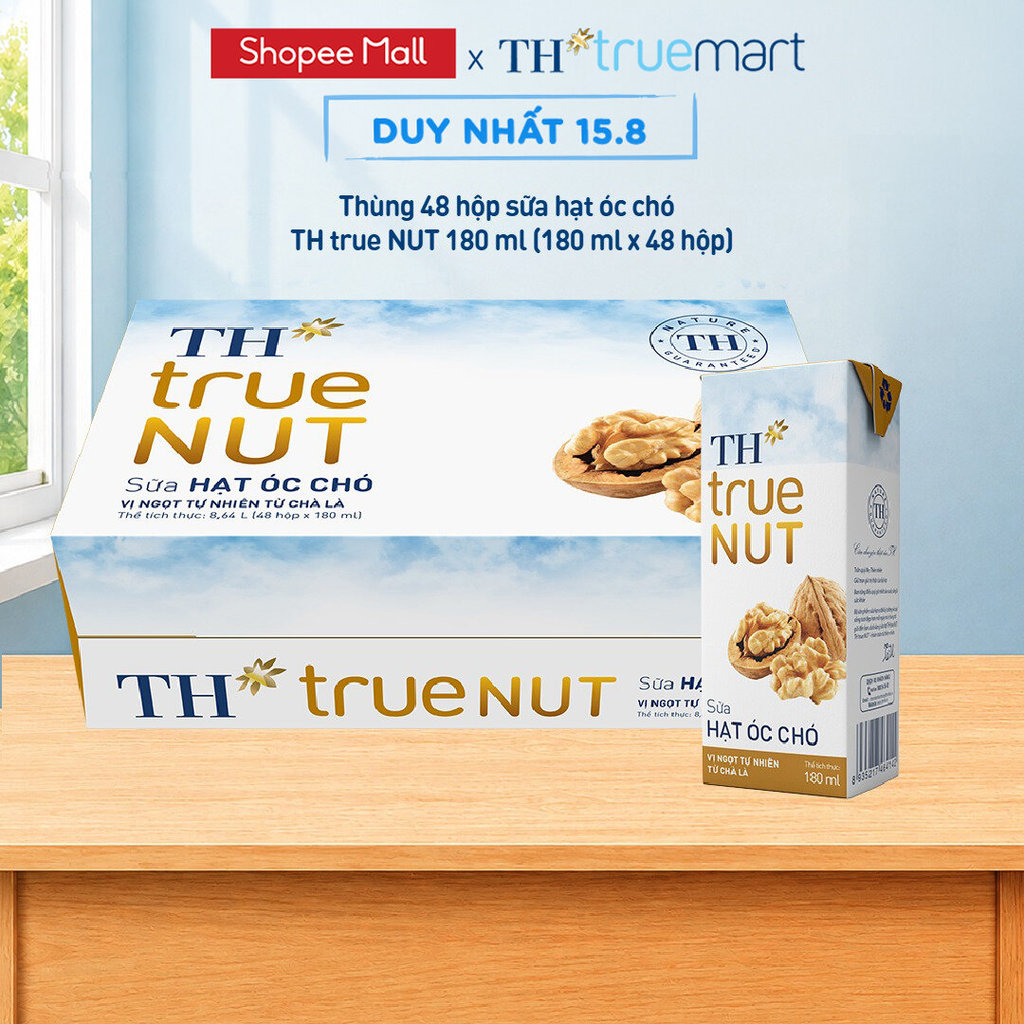 Thùng Sữa Hạt TH true NUT milk Óc Chó 180ml (48 Hộp)