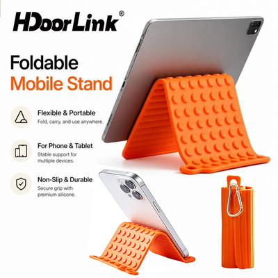 HdoorLink Giá đỡ điện thoại silicon có thể uốn cong có thể điều chỉnh nhiều góc có thể gập lại để bàn Máy tính bảng Giá đỡ máy tính xách tay có kẹp Carabiner