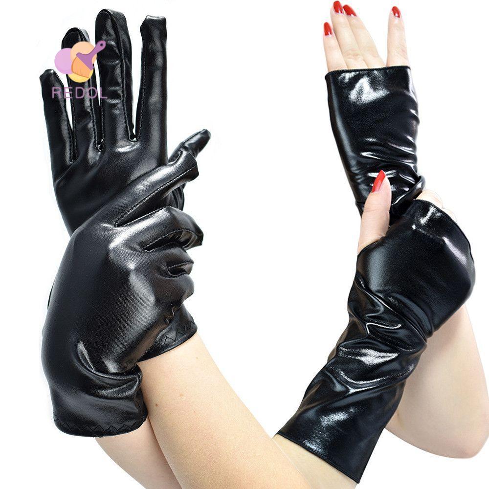 REPKG Găng Tay Đen Gothic PU Mittes Gothic Punk Dress Up