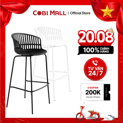 Ghế Bar Nhựa Cao Cấp Abella Có Tựa Lưng Thiết Kế Hiện Đại Cho Nhà Hàng, Quán Cà Phê - Cobi Home