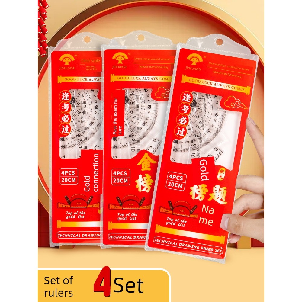 thước kẻ cute bộ thước kẻ Bộ thước bốn mảnh thước cứng chống mài mòn độ dẻo dai đặc biệt cho kỳ thi 