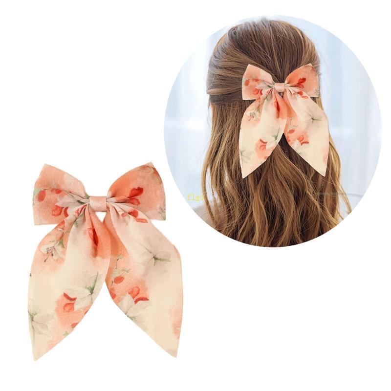 Flgo Barrette Haipin Nơ In Hoa Bên Kẹp Tóc Giáng Sinh Barrette