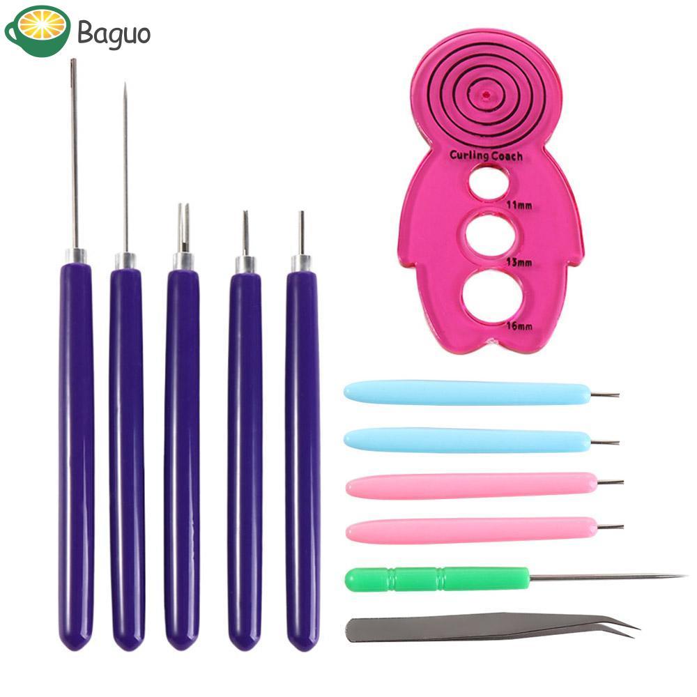 BAGUO 12 Bộ kim Quilling, Bút có rãnh Quilling Dụng cụ Quilling Giấy nhiều kích thước, Giấy thực tế 