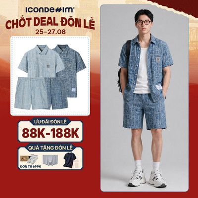 Set Đồ Jacquard Jean Nam ICONDENIM Tay Ngắn Form Regular SEID0075