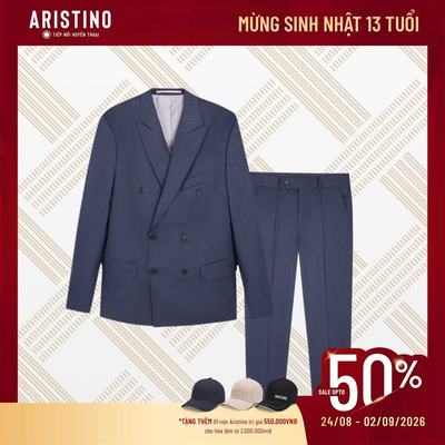 Bộ Suits Nam Tím Than Kẻ Aristino Premio ASU0120S3