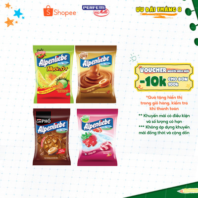 COMBO Kẹo cứng Alpenliebe đậm vị sữa béo hương Caramel, Dâu sữa, Cà phê sữa và kẹo cứng có nhân Xoài muối ớt