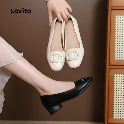 Lovito Giày Búp Bê Thanh Lịch Phù Hợp Công Sở Phong Cách Hàn Quốc Cổ Điển Và Đa Năng Màu Đen Thích Hợp Cho Mọi Mùa Dành Cho Nữ LFA87010