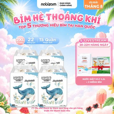 Combo 4 Bịch Tã/Bỉm Quần NABIZAM Magic Soft Nội Địa Hàn Size 2XL Cho Bé 15kg-20kg