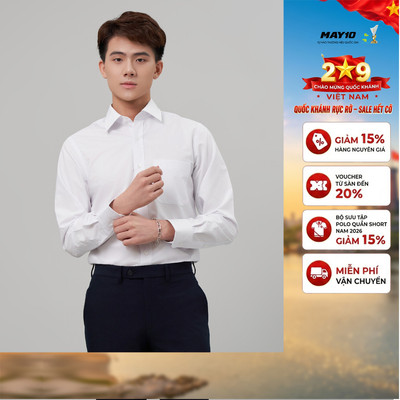 Áo sơ mi nam dài tay màu trắng vải sợi tre mã AR745 (BACK TO SCHOOL)