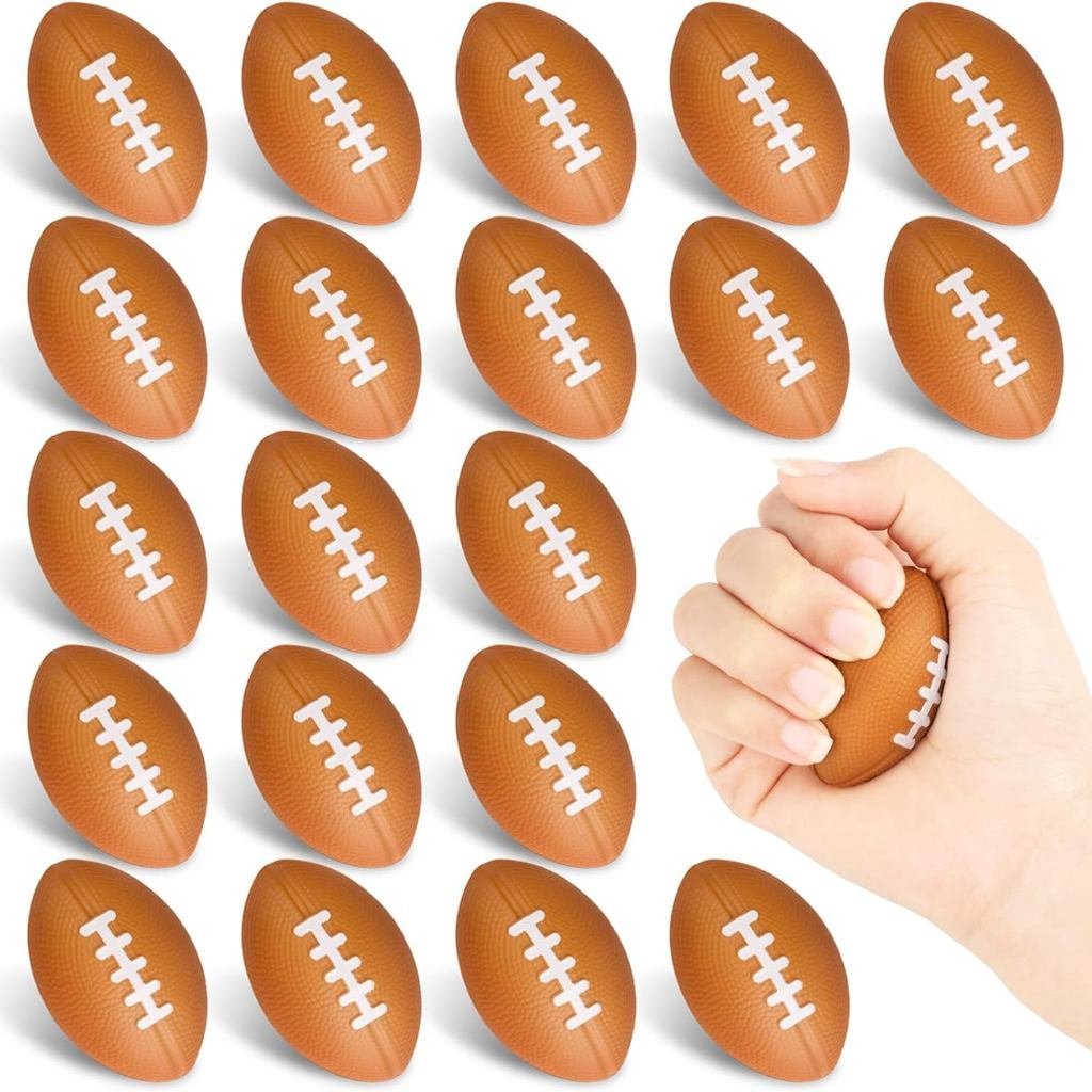 Hxezoc Mini Football Stress Balls 20 Packs Football Foam Sports Balls Small Squeeze Anxiety Bulk Toy