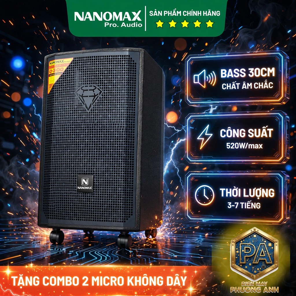 Loa Karaoke Nanomax Q-300 Bass 30cm 520w Karaoke Bluetooth
