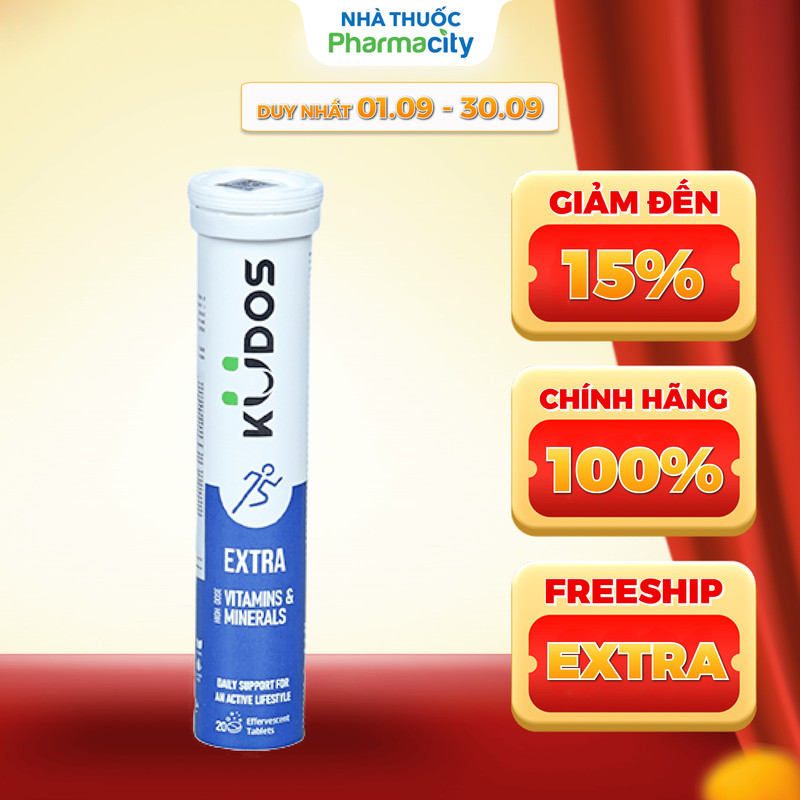 Viên sủi Kudos Extra High Dose Vitamins & Minerals bổ sung năng lượng cơ thể (Tuýp 20 viên)