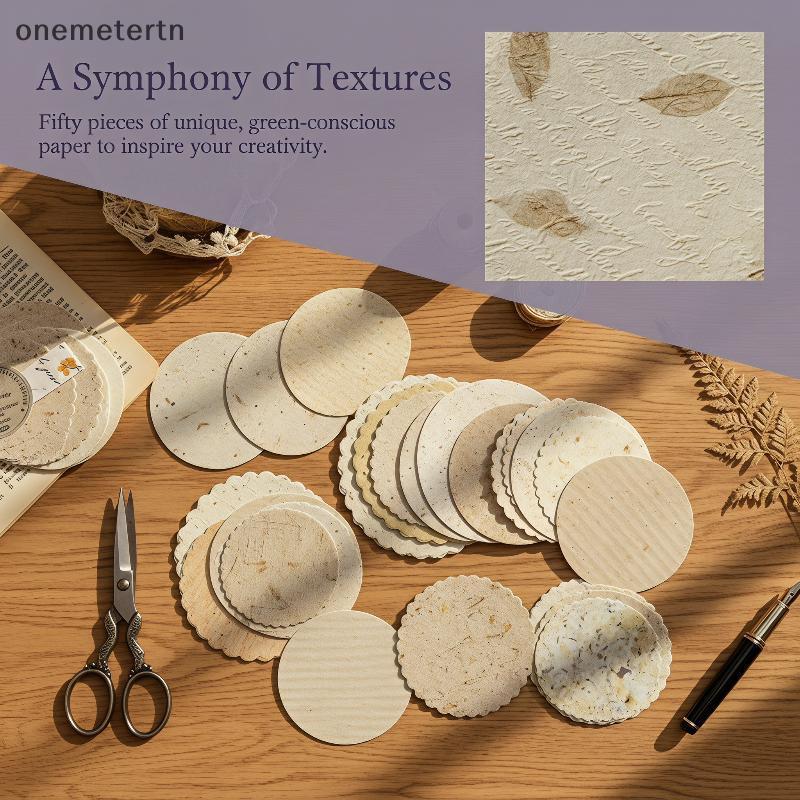 Onemetertn Vintage Tròn Sổ Lưu Niệm Giấy Pa Sò Cạnh Vintage Họa Tiết Thiên Nhiên Cho DIY Nhật Ký Bưu