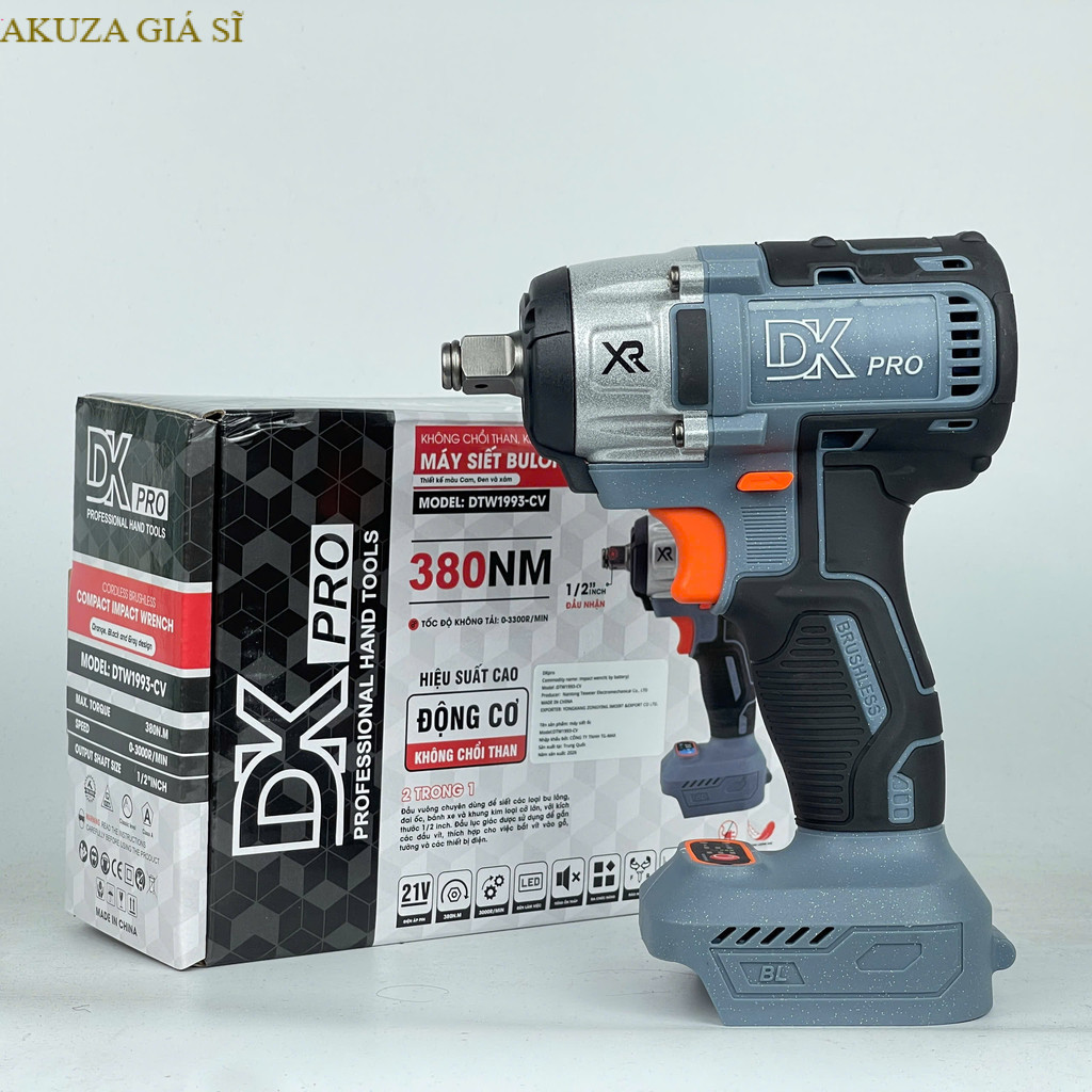 Thân máy siết Bulong DK PRO DTW1993-VC , Lực siết 380NM, Động cơ Không chổi than, AKUZA GIÁ SĨ