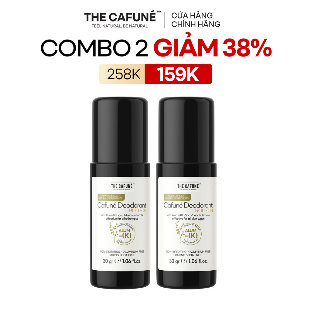 [MUA 2 GIẢM 38%] Combo 2 Lăn Nách Khử Mùi Hôi The Cafuné Deodorant Roll On 30ml