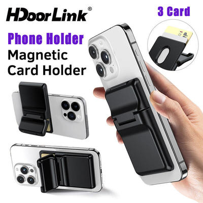 Ví từ tính và giá đỡ thẻ HdoorLink có giá đỡ có thể điều chỉnh Ví từ tính Giá đỡ điện thoại cho i-Ph 15 / 14 / 13