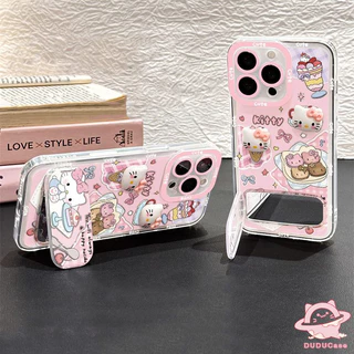 Ốp Lưng Cho Oppo A60 A38 A3Pro A3X A78 A5i A16 A3 A18 A36 A76 A77 A74 A98 A79 A54 A35 Reno 11F 8T 12 12F Hoạt Hình Dã Ngoại Thực Phẩm HelloKitty Vòng Tay 3D Gương Đứng