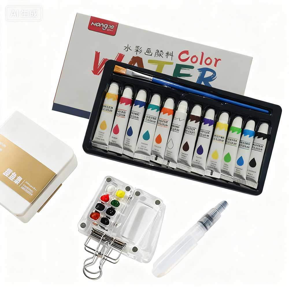 Mini Watercolor Paint Palette Acrylic 8/12 Grid Paint Box with Clip Foldable Portable Empty Paint Bo