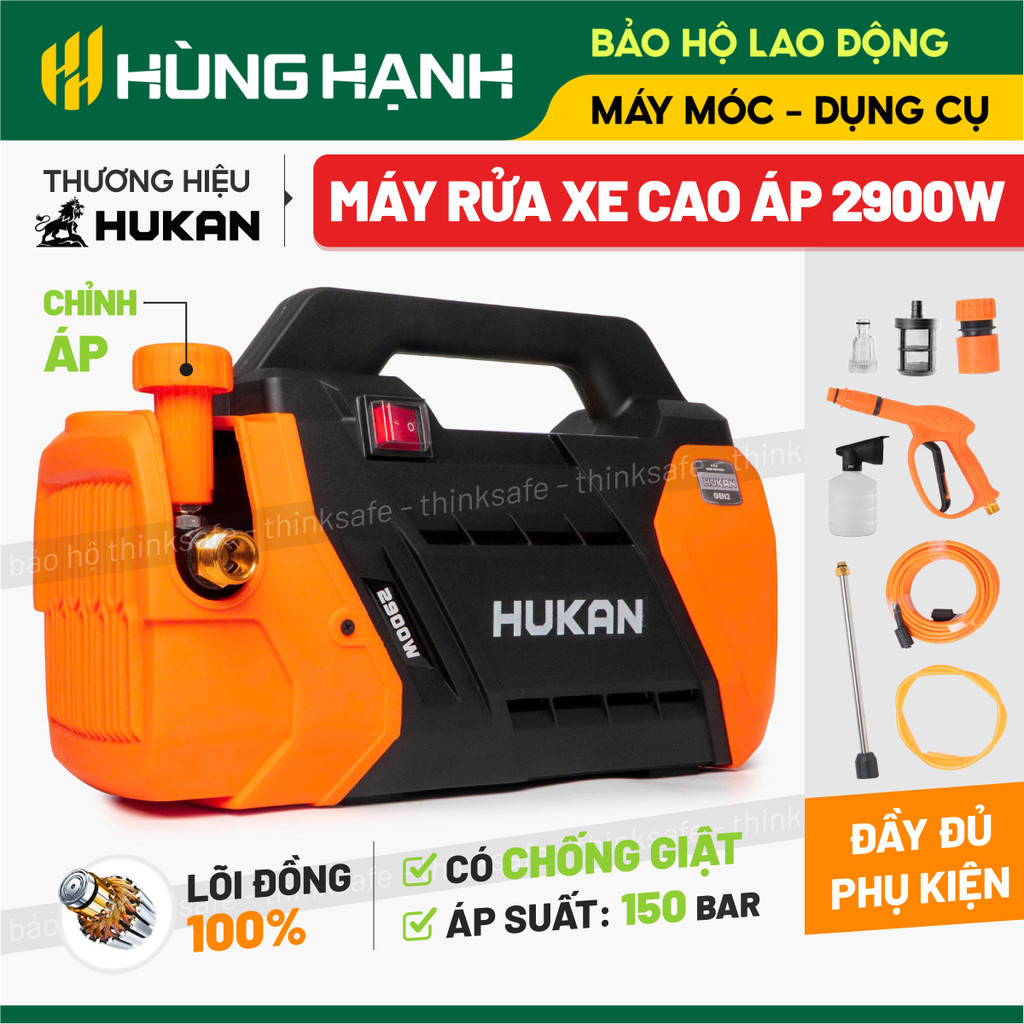 Máy rửa xe chỉnh áp 2900W phiên bản mới HUKAN G2-R7LUX dây đồng công tắc chống giật Máy xịt rửa ô tô