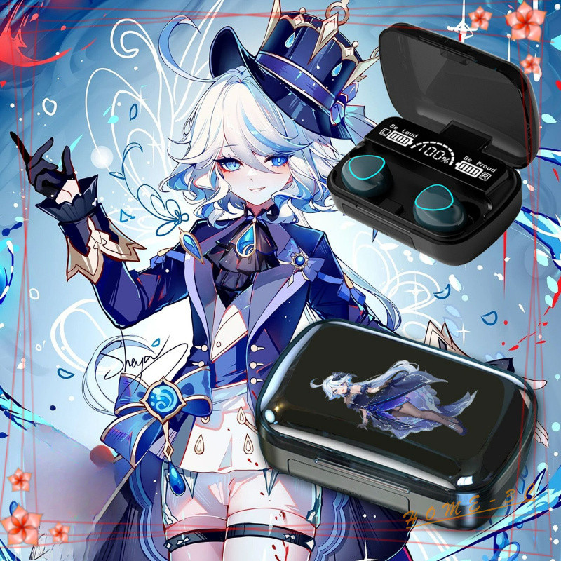 Tai nghe Bluetooth không dây Genshin Impact Furina Màn hình kỹ thuật số Charg