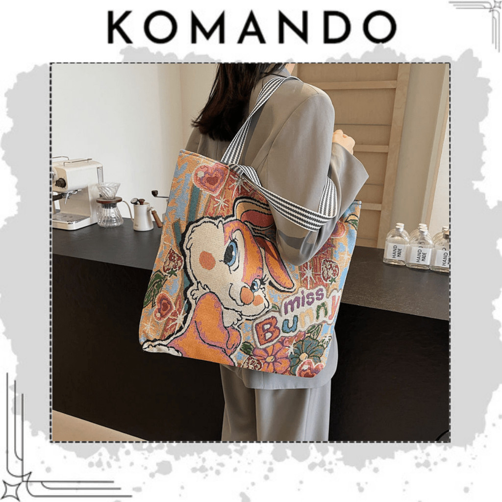 Túi tote dáng thổ cẩm, xách tay, đeo vai, thời trang, dung tích lớn - Komando.Store