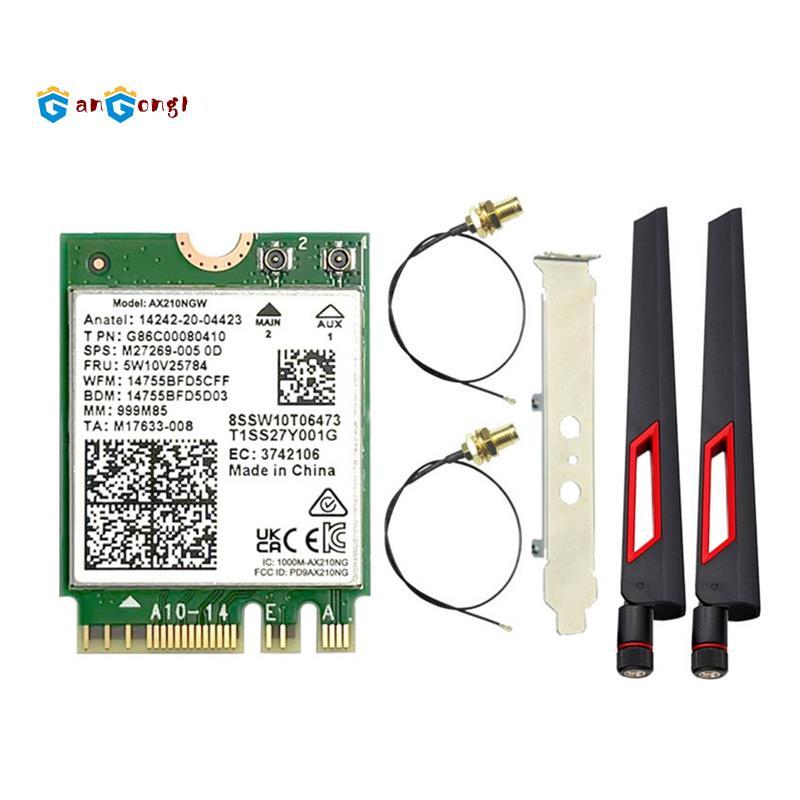 Thẻ AX210NGW + Ăng-ten 10DBi 2.4G / 5G / 6Ghz Tri-Band 5.3 Adapter 5374Mbps Laptop Card mạng không d