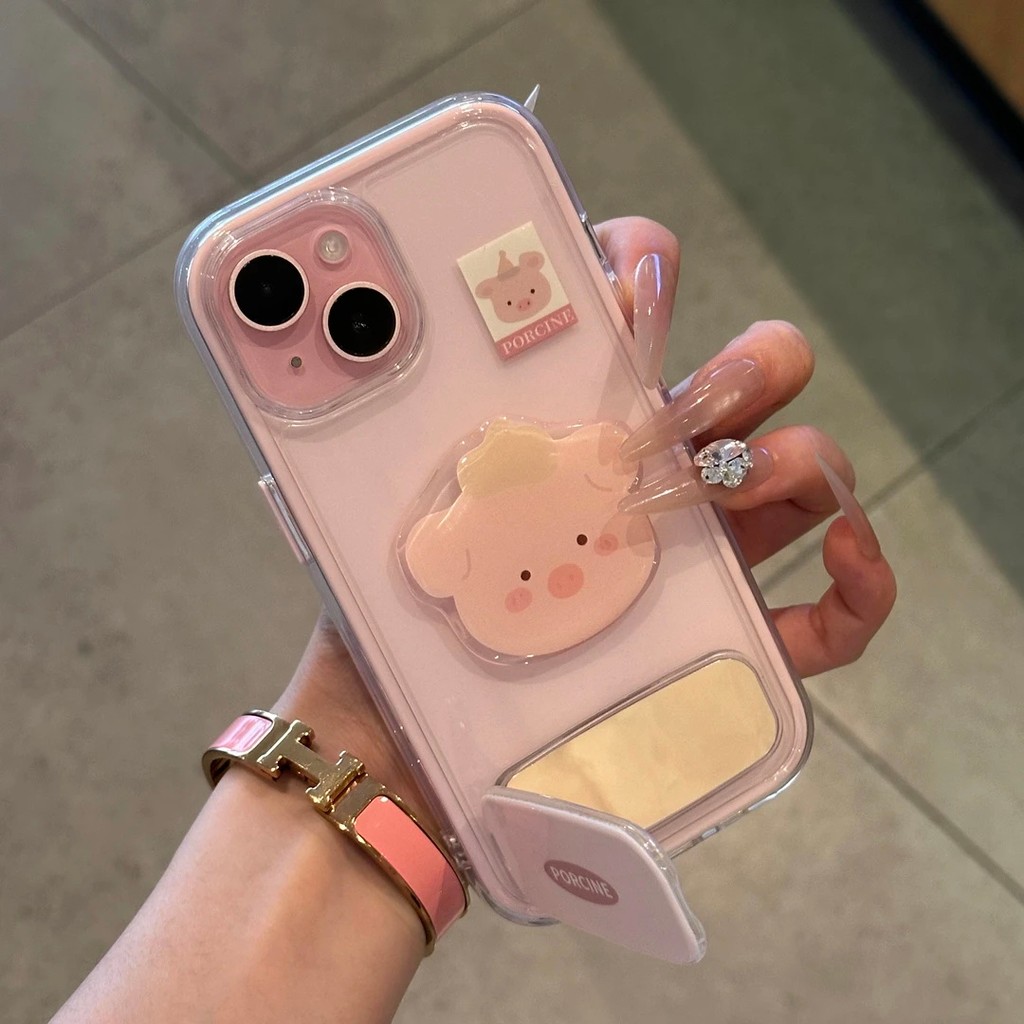 Huiwanju Pink Pig West Highland Giá đỡ cho iPhone17promax Vỏ điện thoại di động iPhone16 / 15 / 14 /