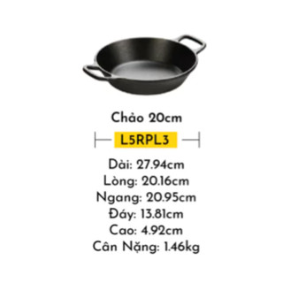 Lodge - Chảo gang tròn 2 quai dẫn nhiệt tốt sử dụng được trên mọi loại  - 20.3cm