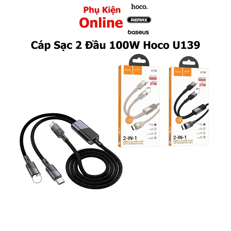 Cáp Sạc Nhanh 100W 2 Cổng Hoco U139 ( Type C to Type C / Light ) - Online