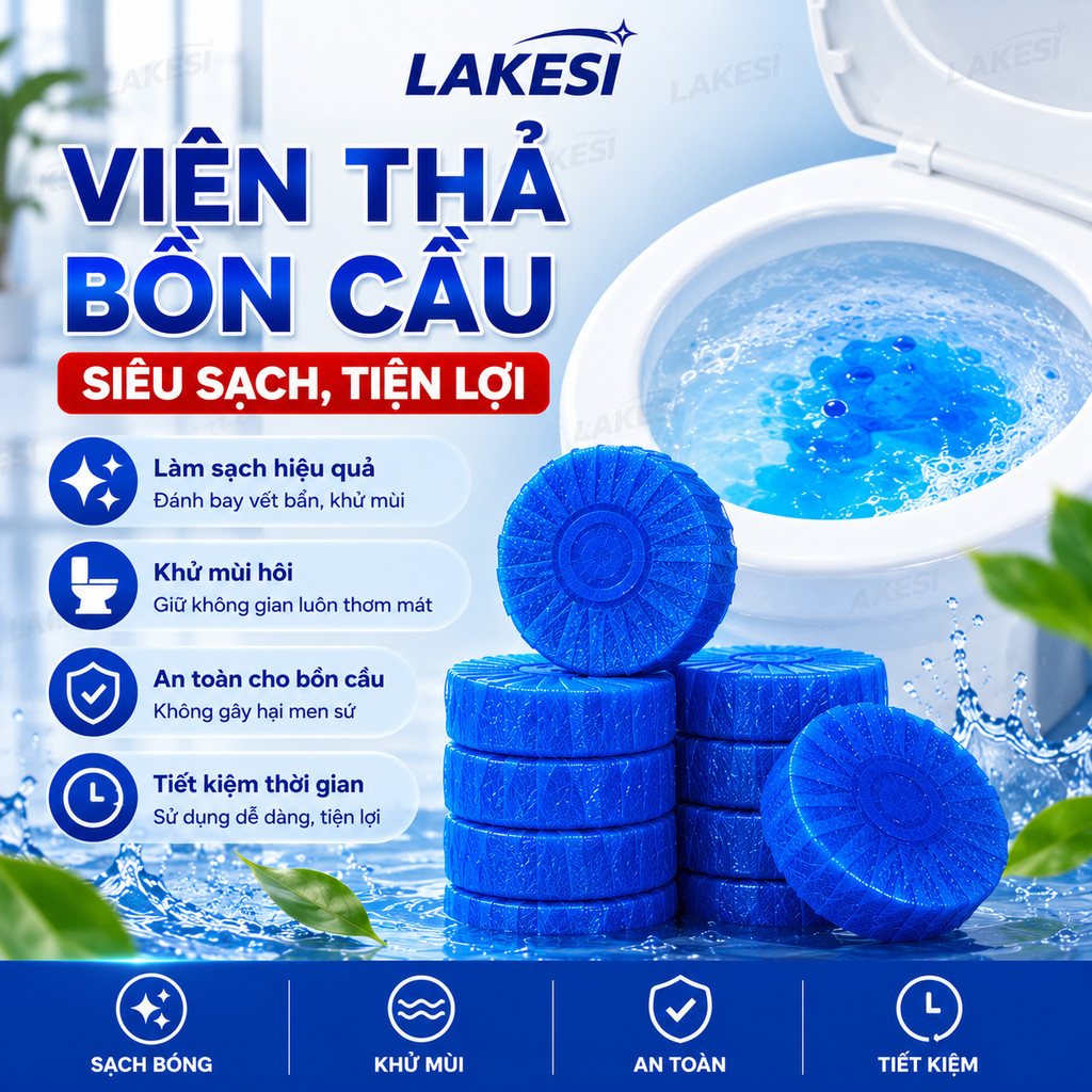 LAKESI Viên Tẩy Rửa Bồn Cầu Hương Hoa Combo 10 Viên