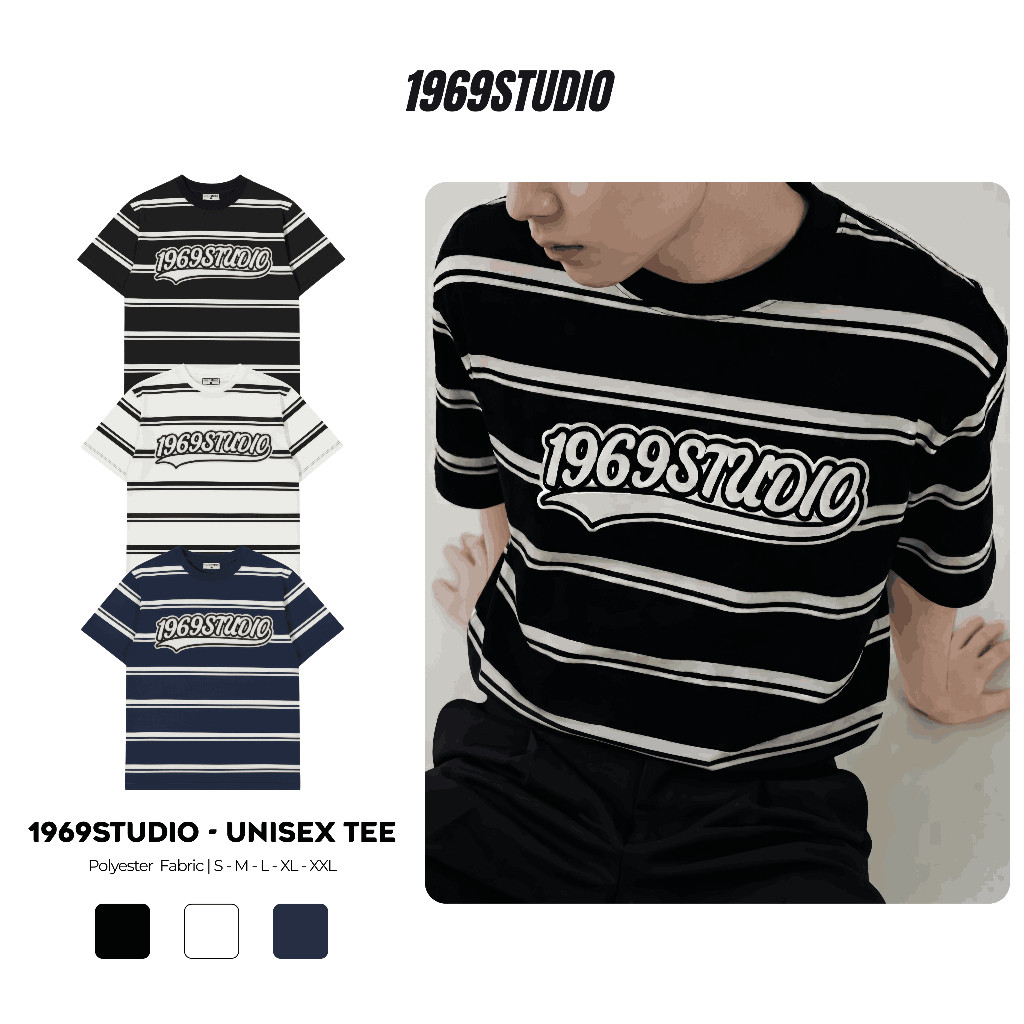 [Ver2] Áo Thun Kẻ Sọc 1969STUDIO Áo Phông Unisex Top Menswear Cổ Tròn - AP19