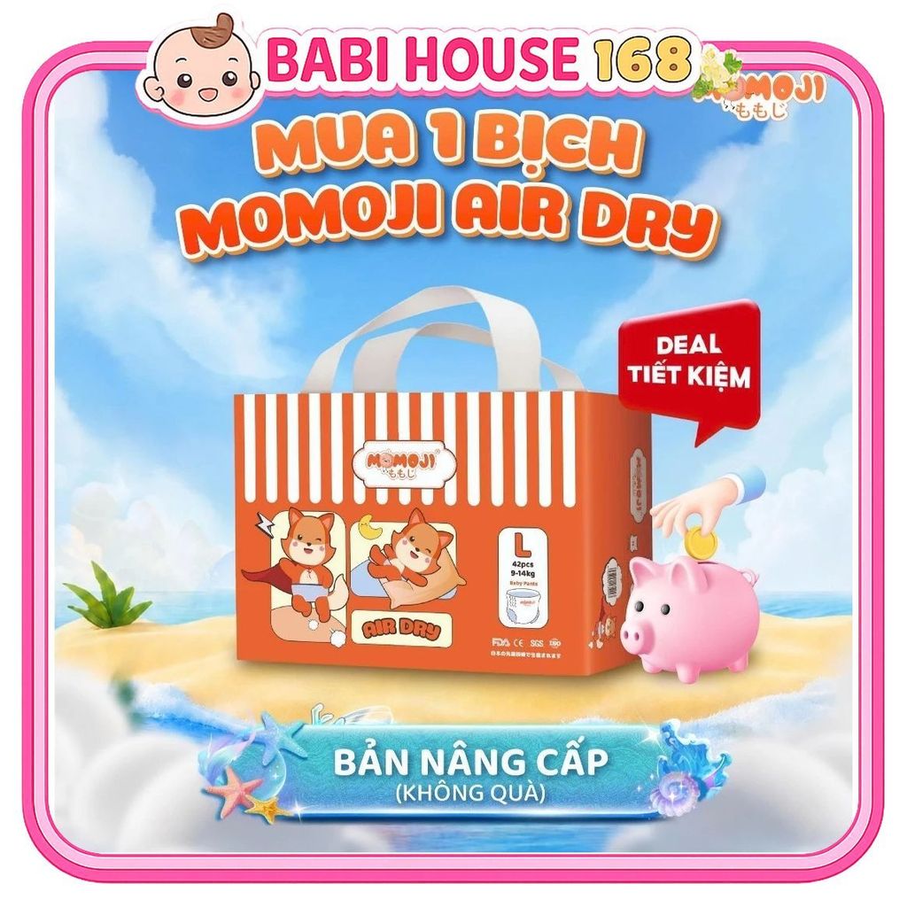 Tã Bỉm Quần MOMOJI AIR DRY Êm Mềm, Siêu Khô Thoáng, An Toàn Cho Bé không quà